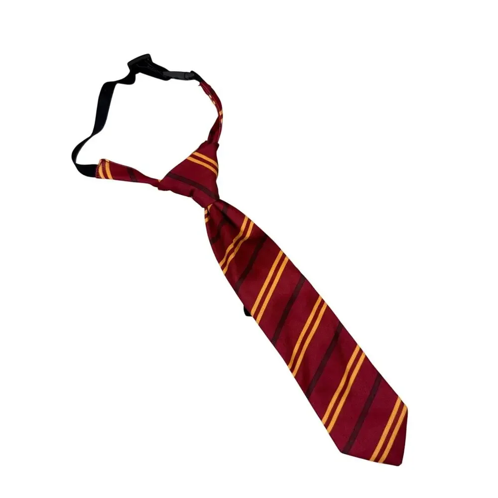 H&M Boy 5T/6 Harry Potter Neck Clasp Tie Burgundy Yellow Stripe Wizarding World